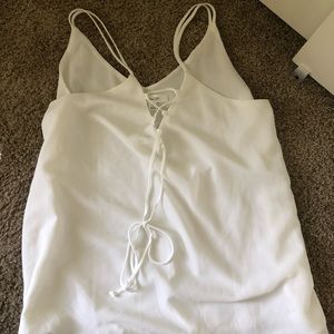 White summer tank with criss cross
